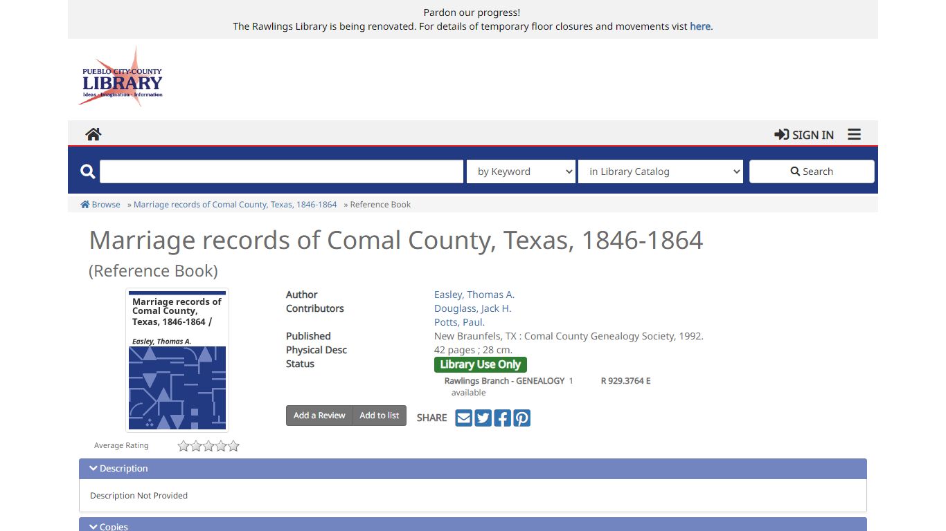 Marriage records of Comal County, Texas, 1846-1864